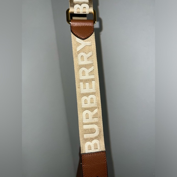 Burberry Tan Leather Bag with Check Accent - Picture 1 of 9
